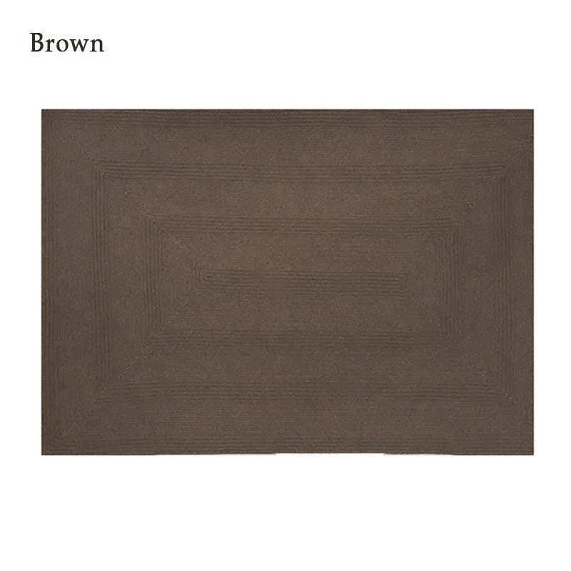 Minimal Natural Wool Rectangular Carpet │ Hand Woven Living Room Bedroom Rug - Besontique Home