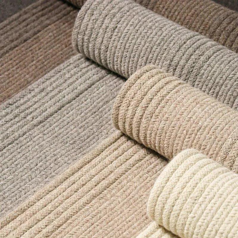 Minimal Natural Wool Rectangular Carpet │ Hand Woven Living Room Bedroom Rug - Besontique Home