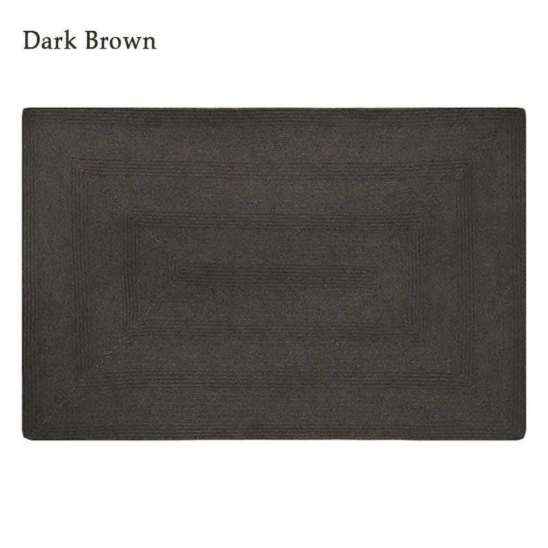 Minimal Natural Wool Rectangular Carpet │ Hand Woven Living Room Bedroom Rug - Besontique Home