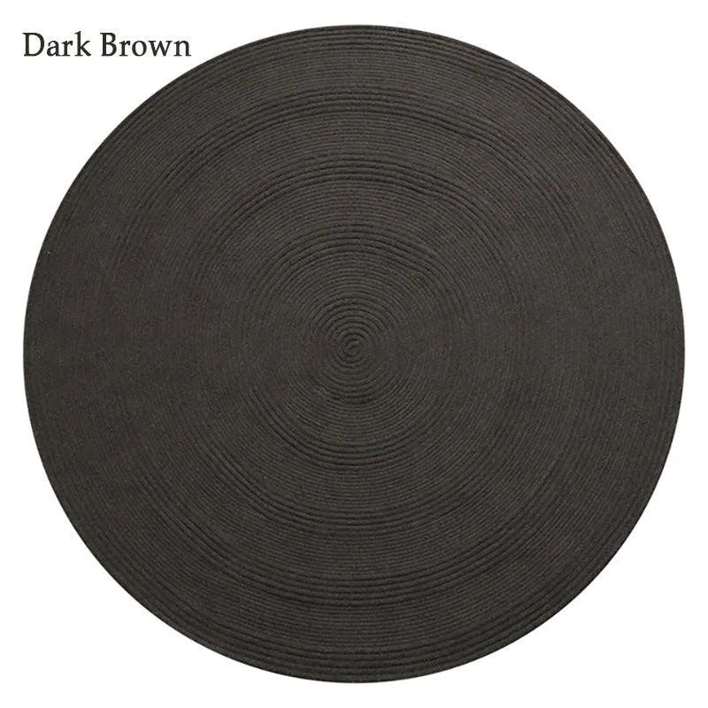 Minimal Natural Wool Round Carpet │ Hand Woven Living Room Bedroom Rug - Besontique Home