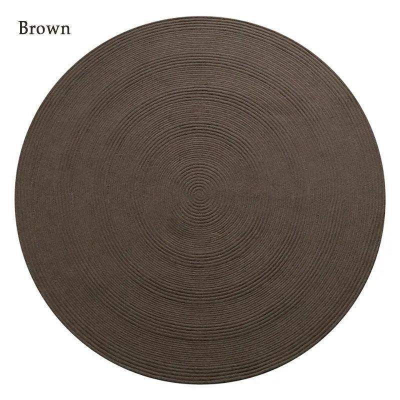 Minimal Natural Wool Round Carpet │ Hand Woven Living Room Bedroom Rug - Besontique Home
