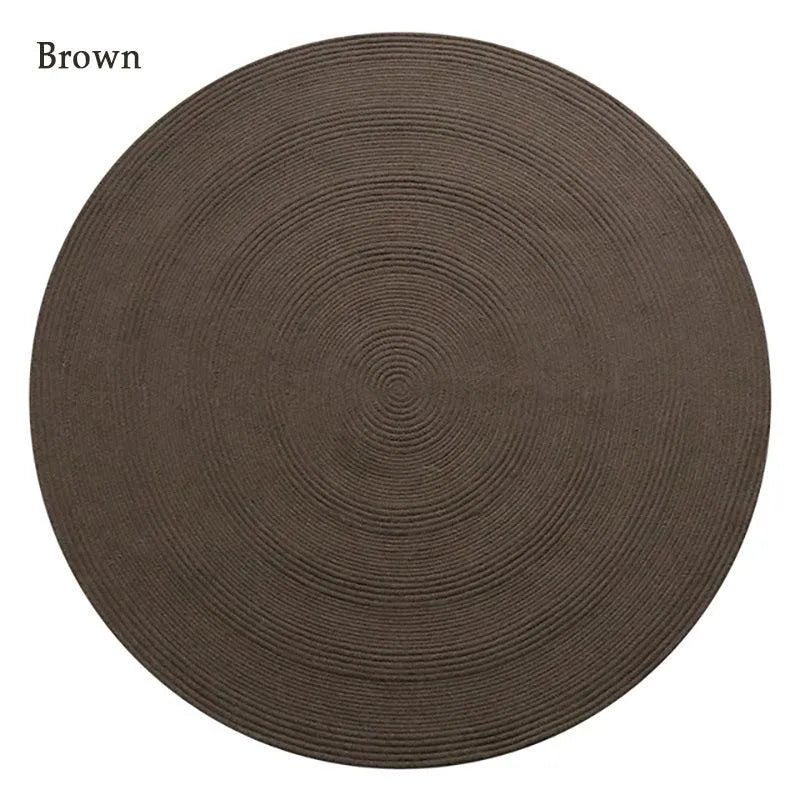 Minimal Natural Wool Round Carpet │ Hand Woven Living Room Bedroom Rug - Besontique Home