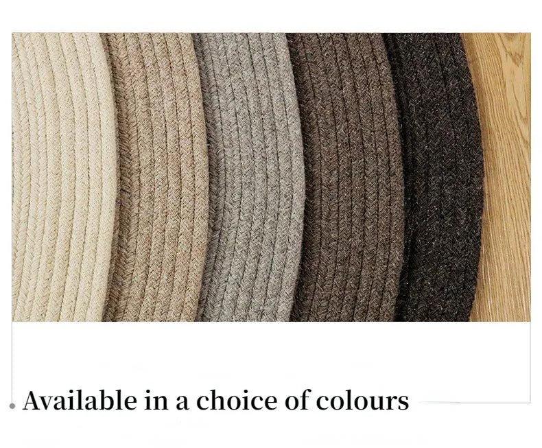 Minimal Natural Wool Round Carpet │ Hand Woven Living Room Bedroom Rug - Besontique Home