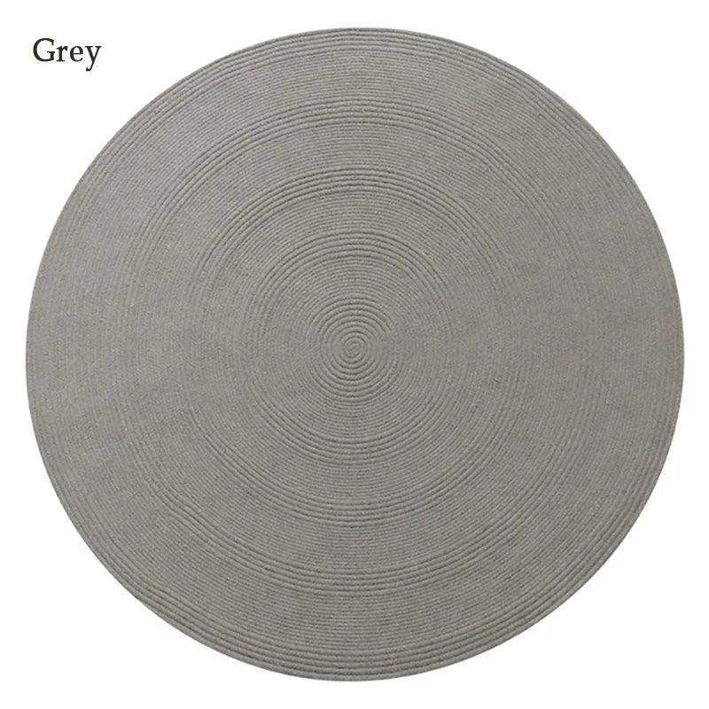 Minimal Natural Wool Round Carpet │ Hand Woven Living Room Bedroom Rug - Besontique Home