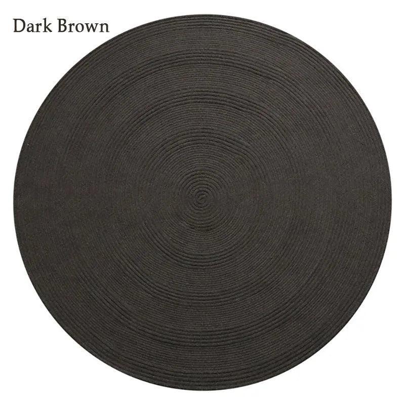 Minimal Natural Wool Round Carpet │ Hand Woven Living Room Bedroom Rug - Besontique Home