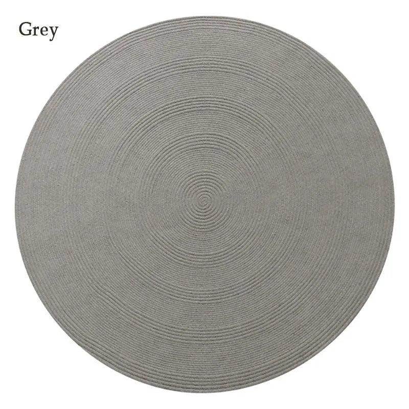 Minimal Natural Wool Round Carpet │ Hand Woven Living Room Bedroom Rug - Besontique Home