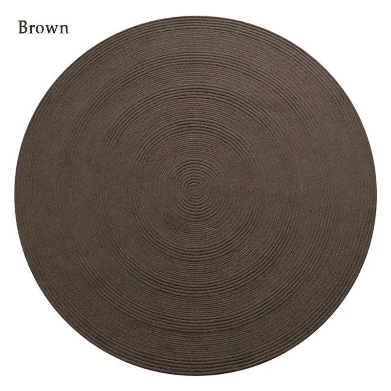 Minimal Natural Wool Round Carpet │ Hand Woven Living Room Bedroom Rug - Besontique Home