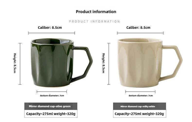 Minimal Retro Mug Cup with Anti-scald Handle │ Modern Simple Design Ceramic Kitchenware - Besontique Home