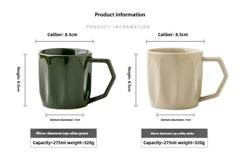 Minimal Retro Mug Cup with Anti-scald Handle │ Modern Simple Design Ceramic Kitchenware - Besontique Home