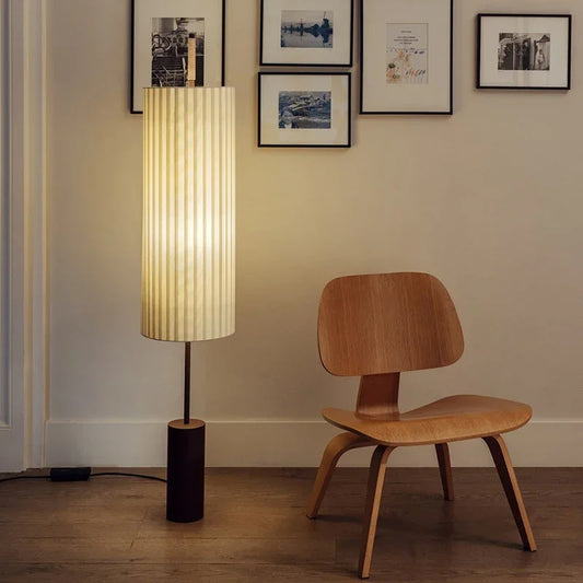 Minimalist Fabric Marble Floor Lamp │ Modern Retro Art LED Home Mood Tall Stand Light - Besontique Home