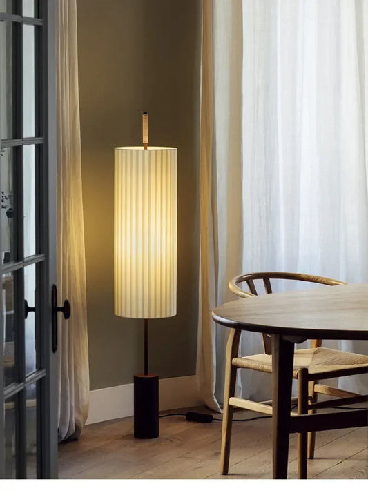 Minimalist Fabric Marble Floor Lamp │ Modern Retro Art LED Home Mood Tall Stand Light - Besontique Home