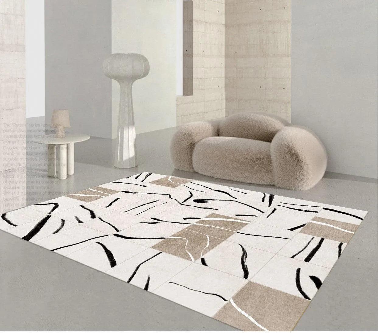 Minimalist High-end Fluffy Soft Rugs │ Modern Oriental Large Area Decorative Carpet - Besontique Home