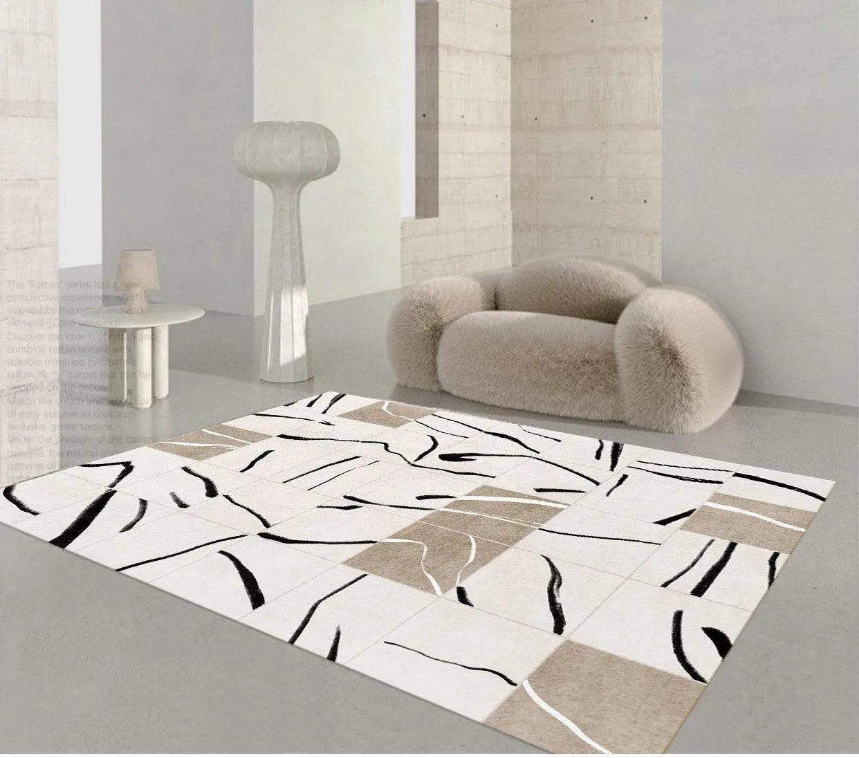 Minimalist High-end Fluffy Soft Rugs │ Modern Oriental Large Area Decorative Carpet - Besontique Home
