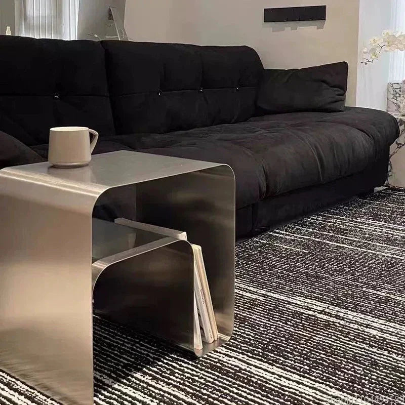 Minimalist Stainless Steel Coffee Living Room Table │ Japandi Modern Bedside End Table Furniture - Besontique Home