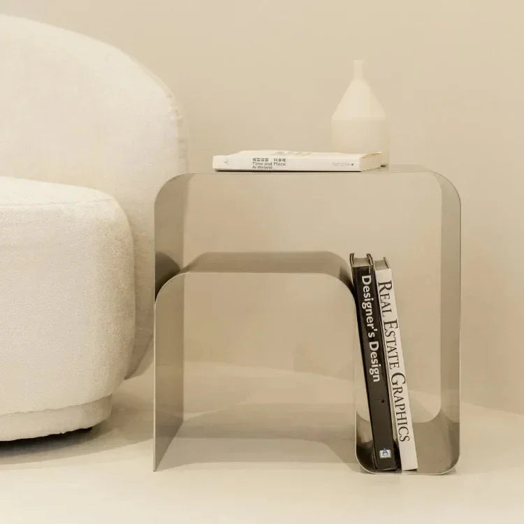 Minimalist Stainless Steel Coffee Living Room Table │ Japandi Modern Bedside End Table Furniture - Besontique Home