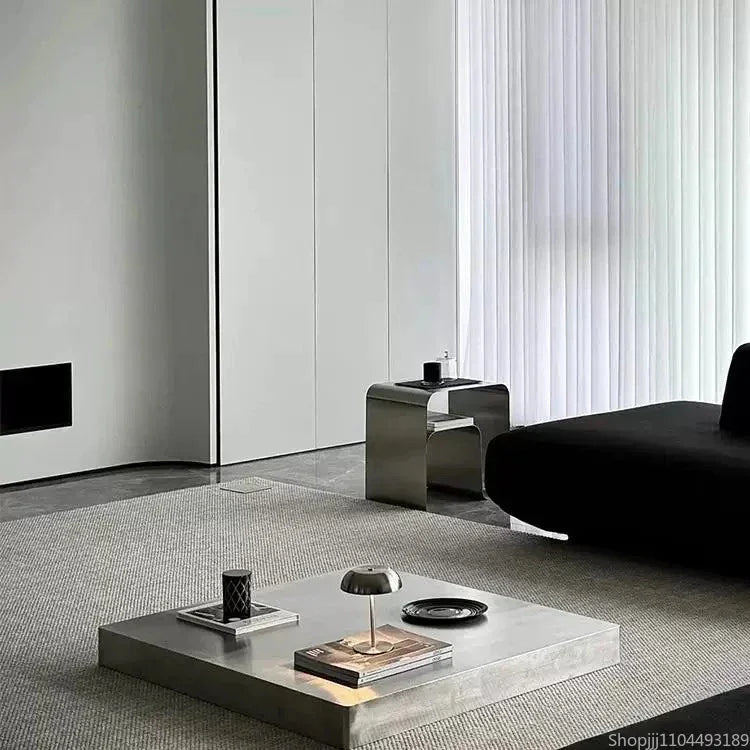 Minimalist Stainless Steel Coffee Living Room Table │ Japandi Modern Bedside End Table Furniture - Besontique Home