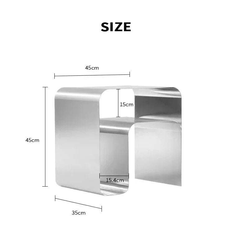 Minimalist Stainless Steel Coffee Living Room Table │ Japandi Modern Bedside End Table Furniture - Besontique Home