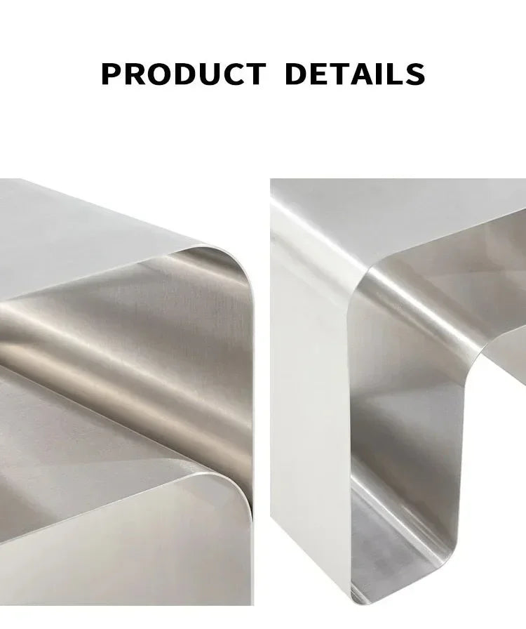 Minimalist Stainless Steel Coffee Living Room Table │ Japandi Modern Bedside End Table Furniture - Besontique Home