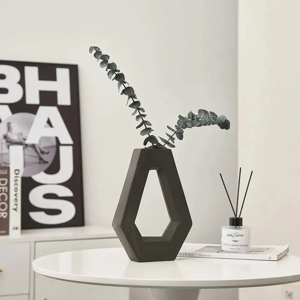 modern-abstract-art-ceramic-vase-minimal-geometric-hexagonal-table-decor-pot-set-besontique-home-21209 - Besontique Home