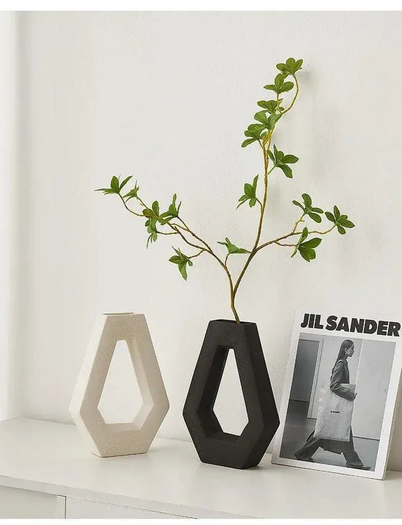 modern-abstract-art-ceramic-vase-minimal-geometric-hexagonal-table-decor-pot-set-besontique-home-78827 - Besontique Home