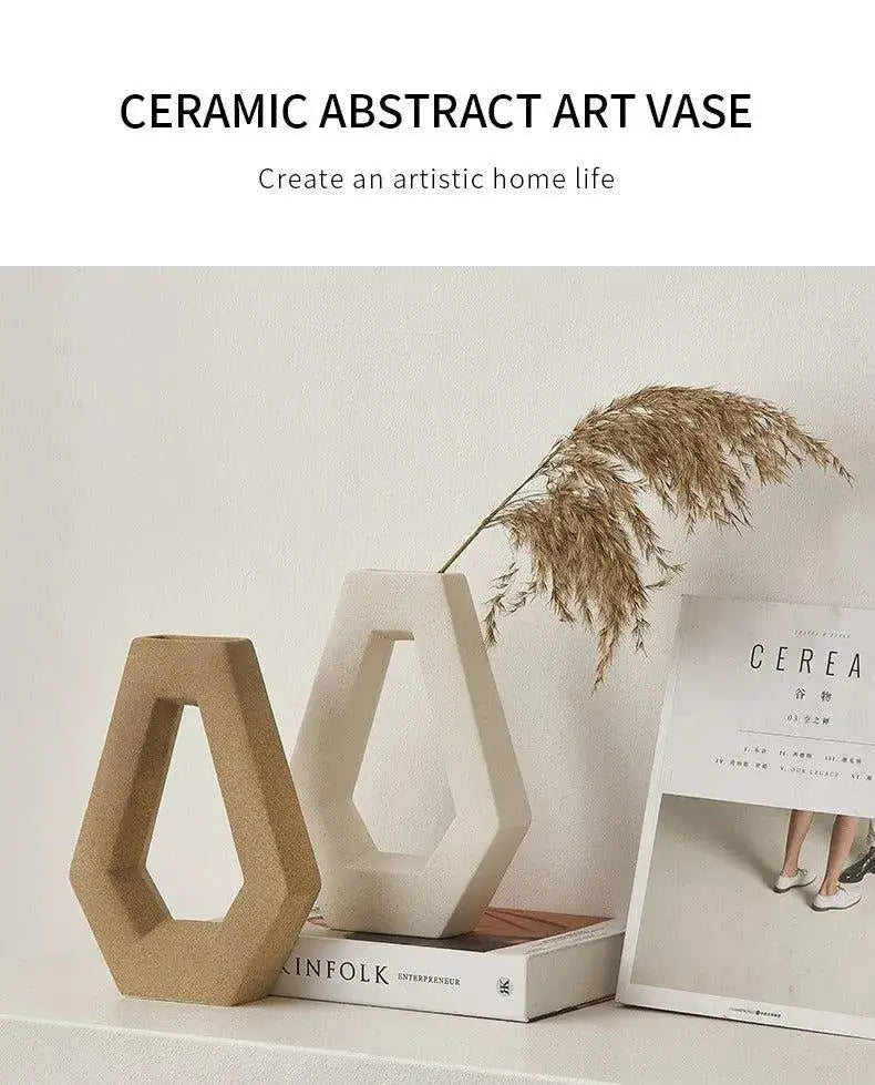modern-abstract-art-ceramic-vase-minimal-geometric-hexagonal-table-decor-pot-set-besontique-home-80137 - Besontique Home