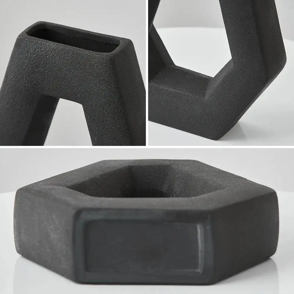 modern-abstract-art-ceramic-vase-minimal-geometric-hexagonal-table-decor-pot-set-besontique-home-85611 - Besontique Home