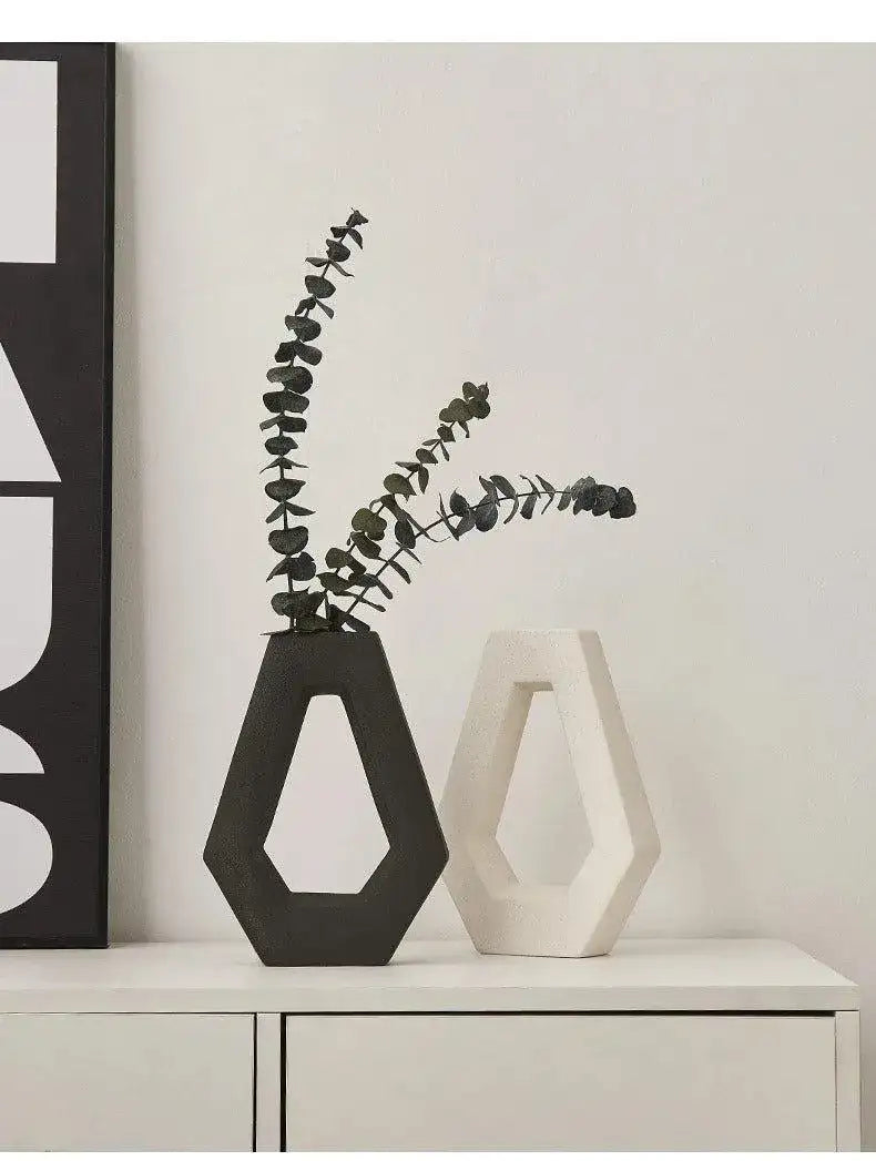 modern-abstract-art-ceramic-vase-minimal-geometric-hexagonal-table-decor-pot-set-besontique-home-96425 - Besontique Home