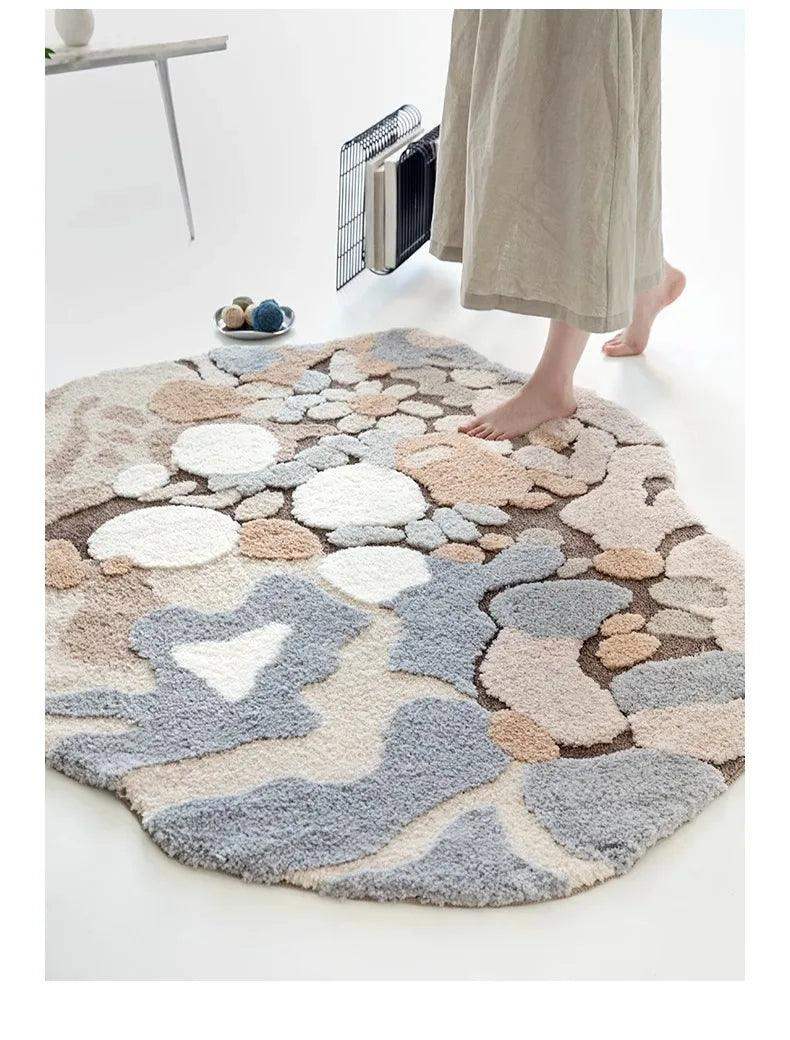 Modern Abstract Art Soft High-Quality Tufting Area Rug │ Irregular Design Fluffy Floor Bedroom Carpet - Besontique Home