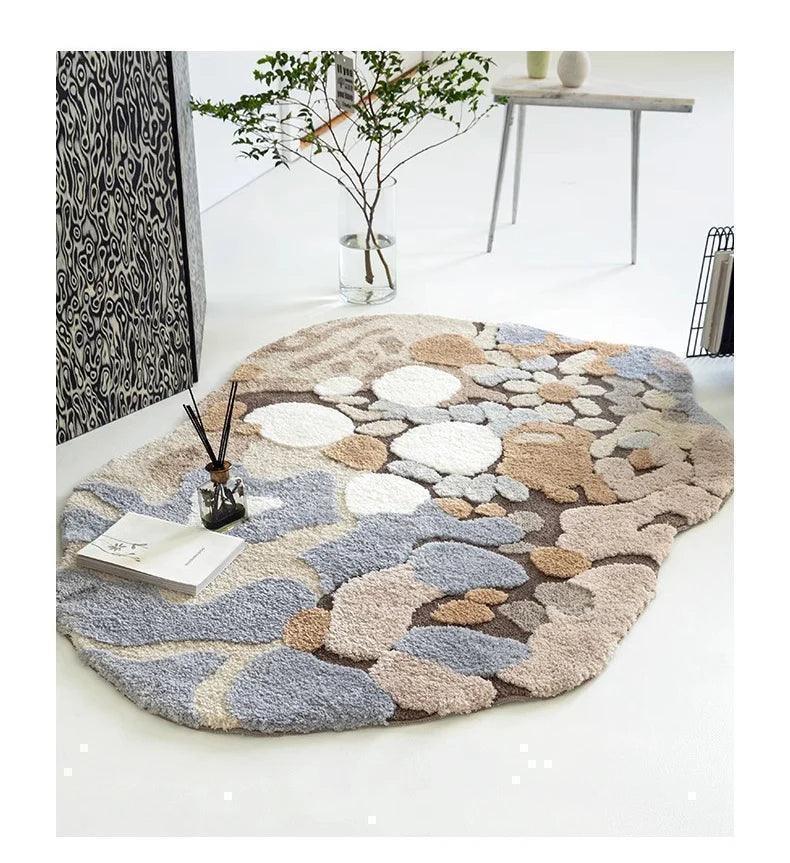 Modern Abstract Art Soft High-Quality Tufting Area Rug β Irregular Design Fluffy Floor Bedroom Carpet - Besontique Home