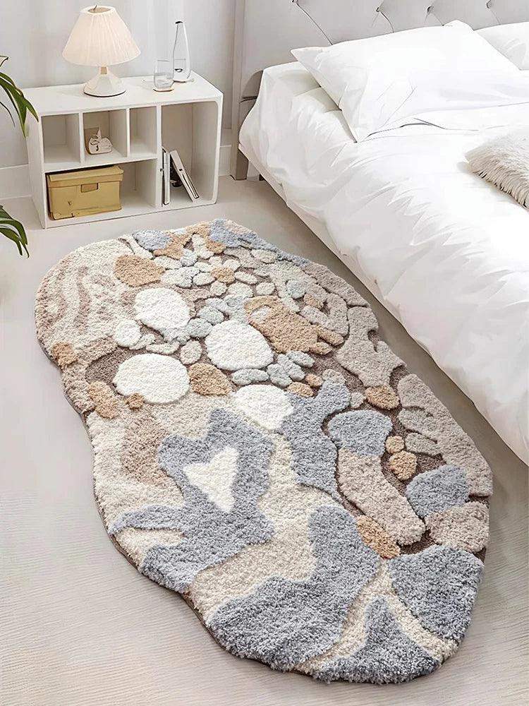 Modern Abstract Art Soft High-Quality Tufting Area Rug │ Irregular Design Fluffy Floor Bedroom Carpet - Besontique Home