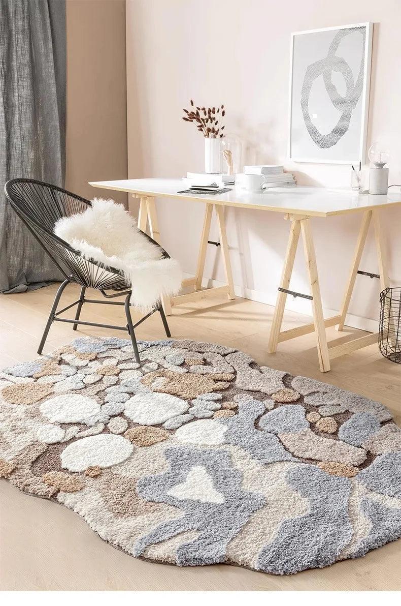 Modern Abstract Art Soft High-Quality Tufting Area Rug β Irregular Design Fluffy Floor Bedroom Carpet - Besontique Home