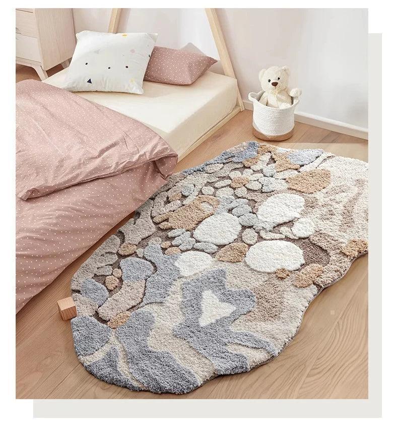 Modern Abstract Art Soft High-Quality Tufting Area Rug β Irregular Design Fluffy Floor Bedroom Carpet - Besontique Home