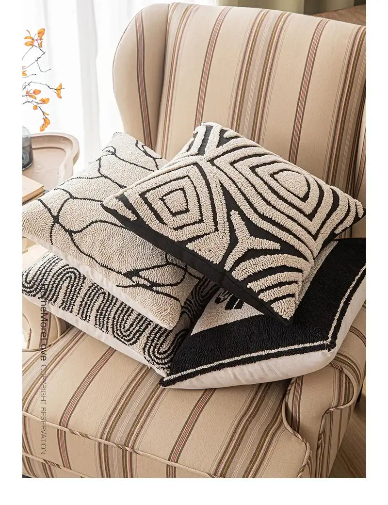 modern-abstract-embroidered-cushion-cover-geometric-beige-black-tufted-throw-pillow-covers-decorative-pillowcase-besontique-home-26554 - Besontique Home