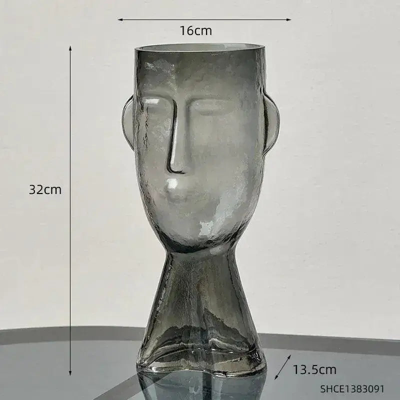 modern-abstract-face-transparent-glass-flower-vase-minimal-art-home-terrarium-for-table-decor-besontique-home-37817 - Besontique Home