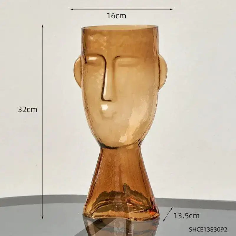 modern-abstract-face-transparent-glass-flower-vase-minimal-art-home-terrarium-for-table-decor-besontique-home-62642 - Besontique Home