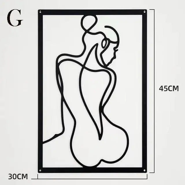modern-abstract-female-black-line-silhouette-metal-art-nordic-woman-iron-wall-hanging-decor-ornament-besontique-home-10739 - Besontique Home