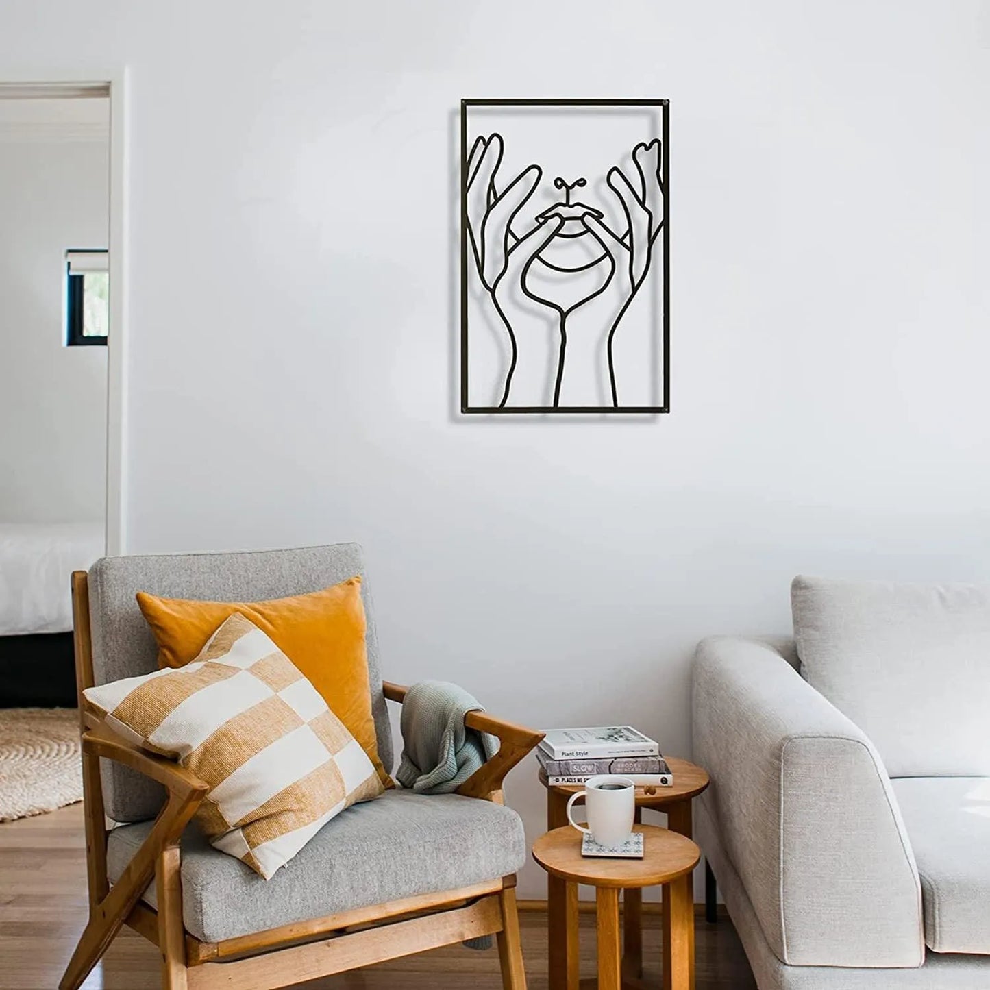 Modern Abstract Female Black Line Silhouette Metal Art │ Nordic Woman Iron Wall Hanging Decor Ornament - Besontique Home