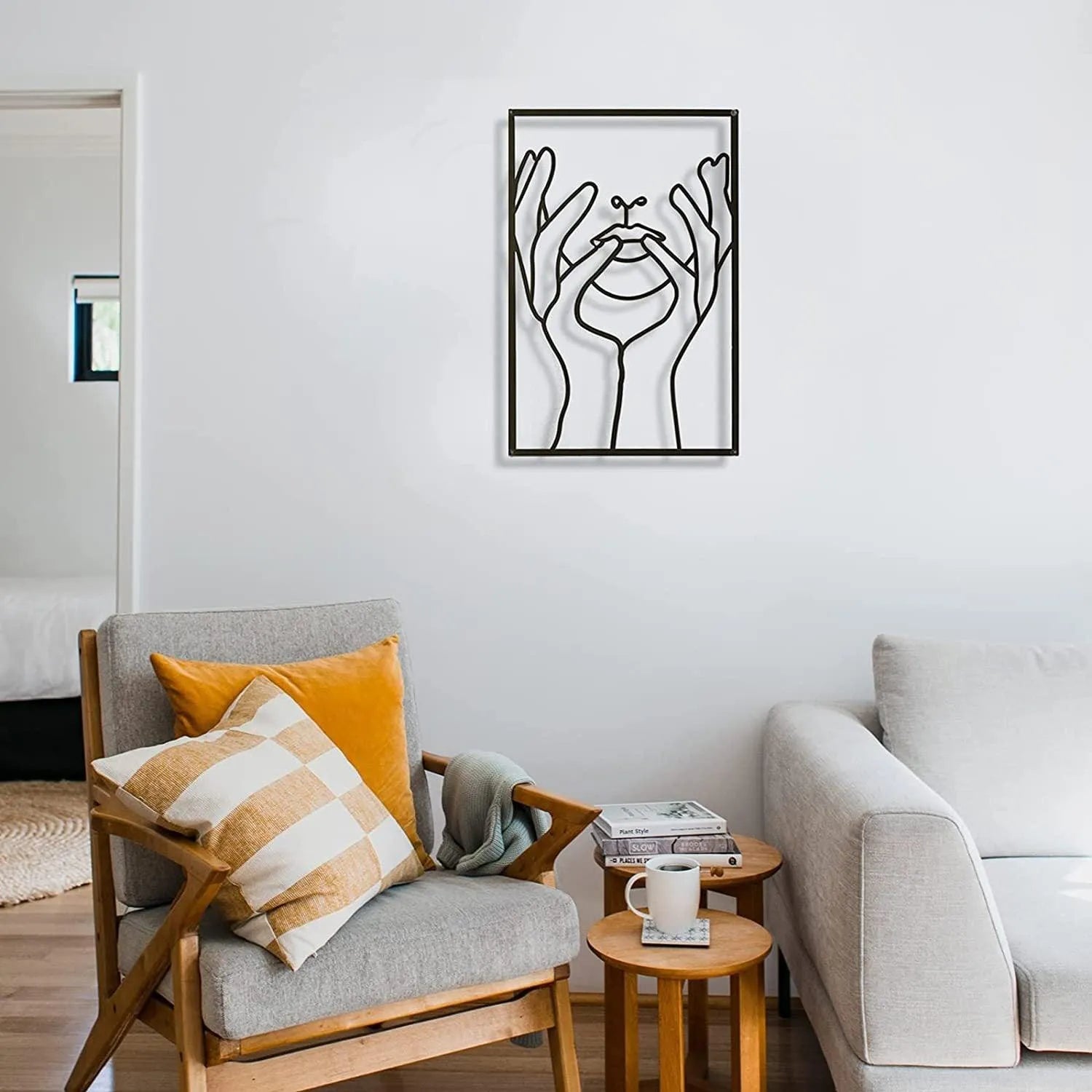 Modern Abstract Female Black Line Silhouette Metal Art │ Nordic Woman Iron Wall Hanging Decor Ornament - Besontique Home