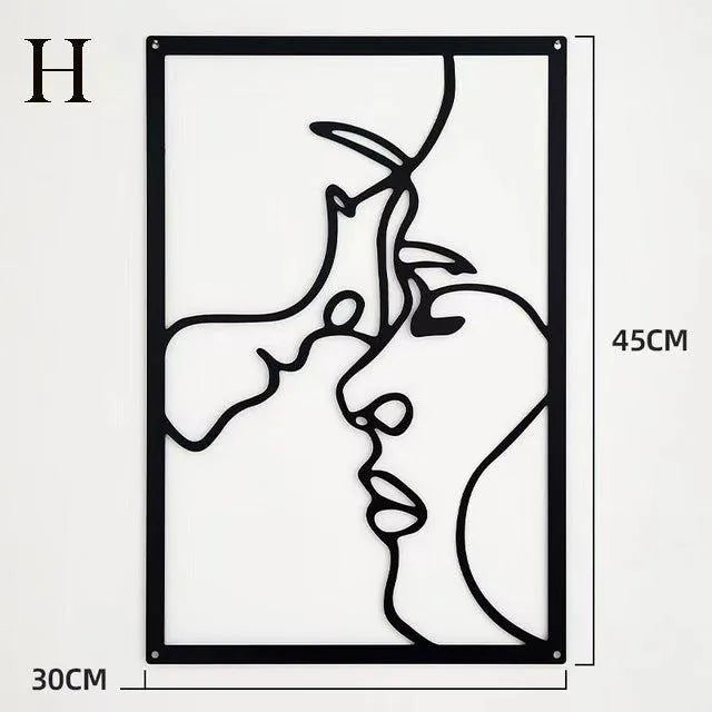 Modern Abstract Female Black Line Silhouette Metal Art │ Nordic Woman Iron Wall Hanging Decor Ornament - Besontique Home