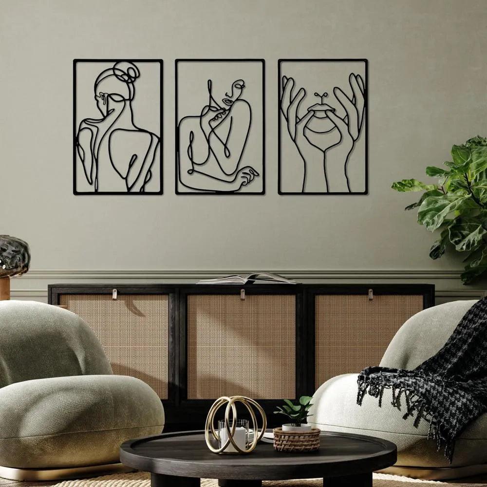 Modern Abstract Female Black Line Silhouette Metal Art │ Nordic Woman Iron Wall Hanging Decor Ornament - Besontique Home