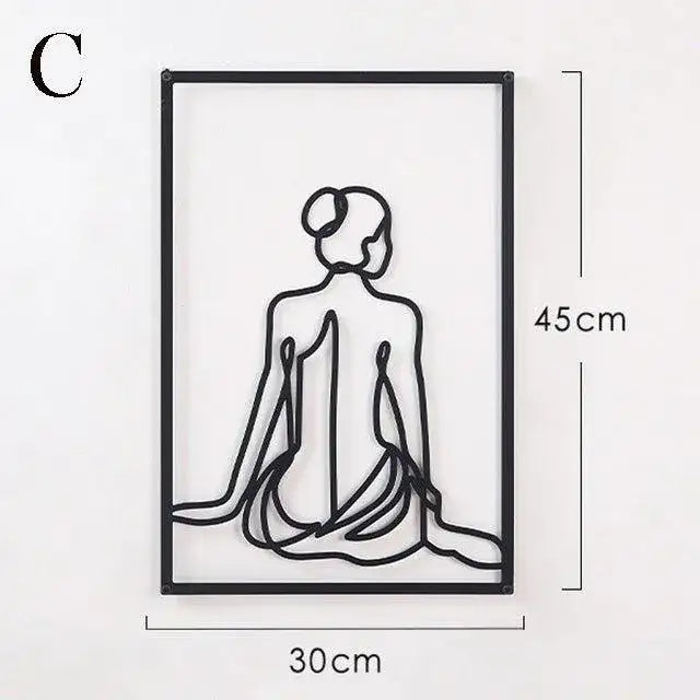 modern-abstract-female-black-line-silhouette-metal-art-nordic-woman-iron-wall-hanging-decor-ornament-besontique-home-24314 - Besontique Home