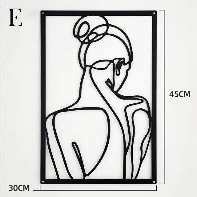 modern-abstract-female-black-line-silhouette-metal-art-nordic-woman-iron-wall-hanging-decor-ornament-besontique-home-32308 - Besontique Home