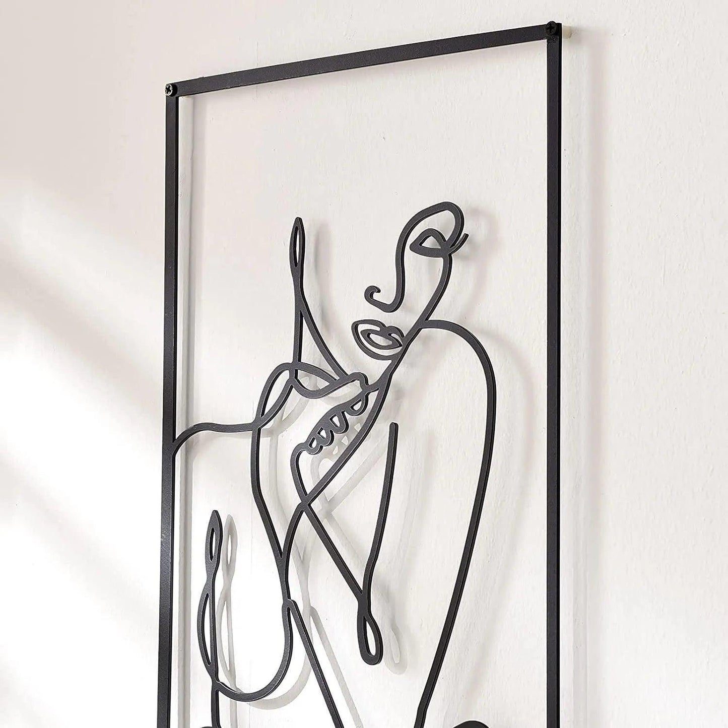 Modern Abstract Female Black Line Silhouette Metal Art │ Nordic Woman Iron Wall Hanging Decor Ornament - Besontique Home