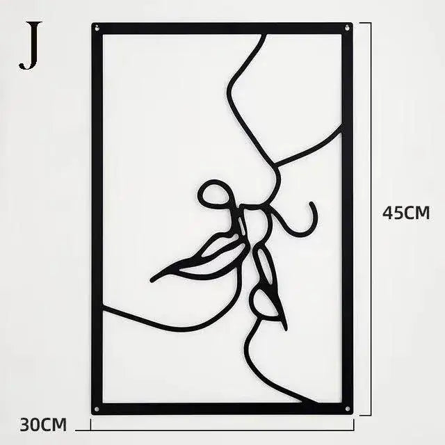 modern-abstract-female-black-line-silhouette-metal-art-nordic-woman-iron-wall-hanging-decor-ornament-besontique-home-48566 - Besontique Home