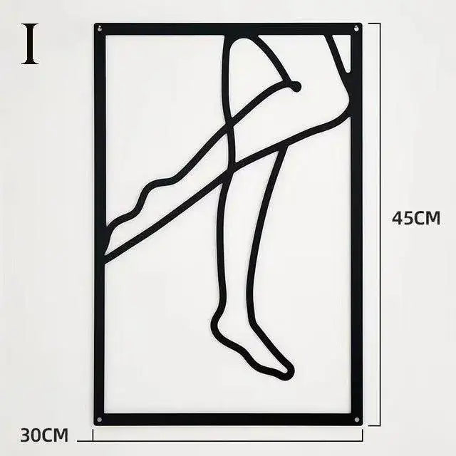 modern-abstract-female-black-line-silhouette-metal-art-nordic-woman-iron-wall-hanging-decor-ornament-besontique-home-51059 - Besontique Home