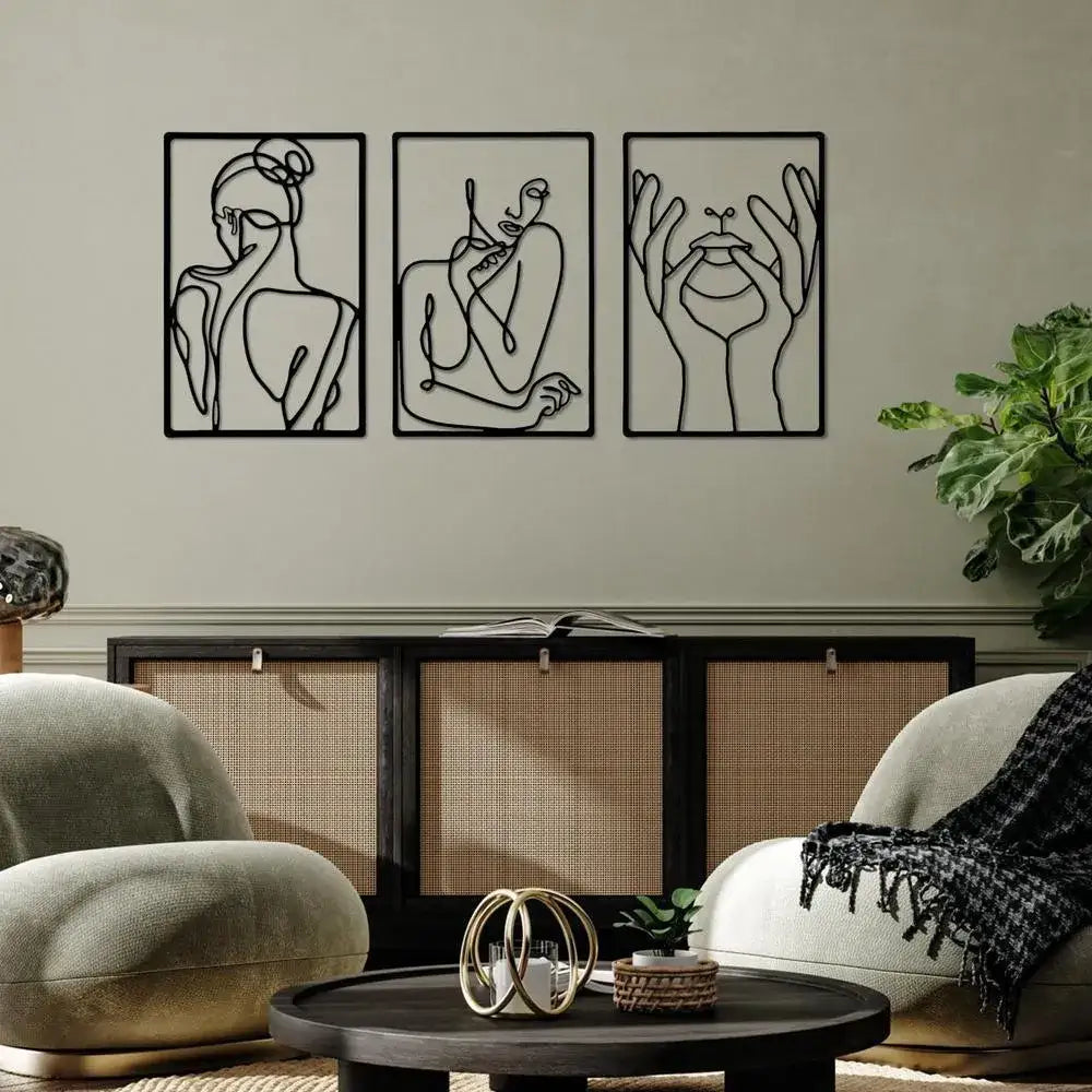 modern-abstract-female-black-line-silhouette-metal-art-nordic-woman-iron-wall-hanging-decor-ornament-besontique-home-68368 - Besontique Home