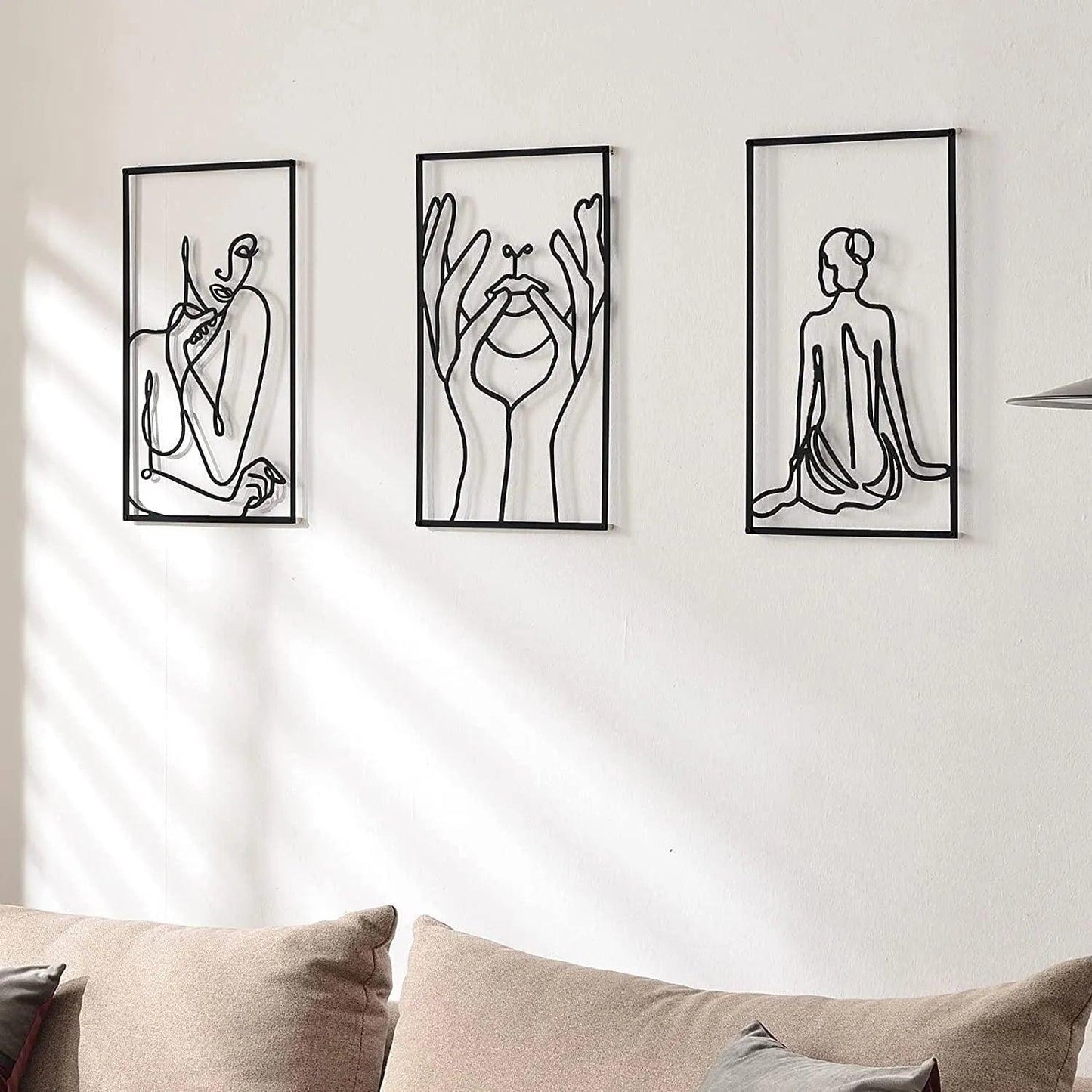Modern Abstract Female Black Line Silhouette Metal Art │ Nordic Woman Iron Wall Hanging Decor Ornament - Besontique Home