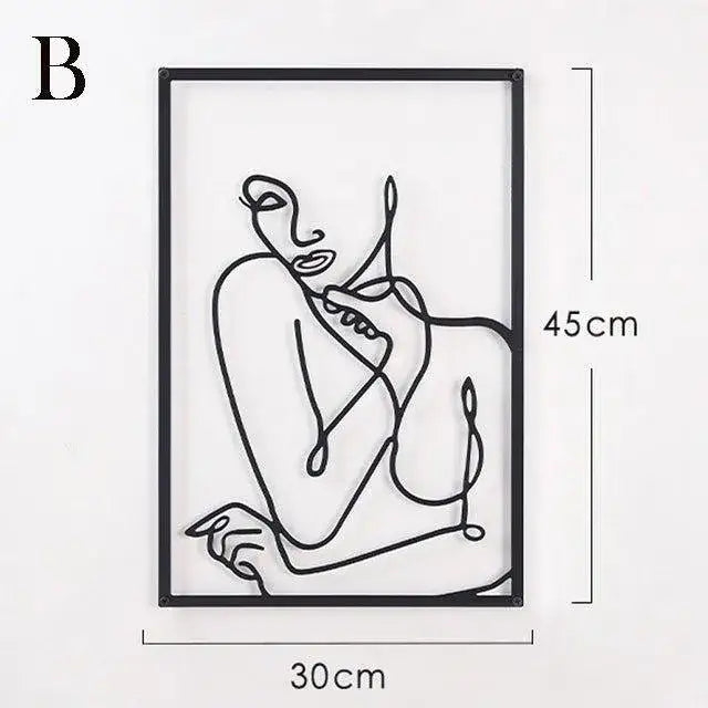 modern-abstract-female-black-line-silhouette-metal-art-nordic-woman-iron-wall-hanging-decor-ornament-besontique-home-75336 - Besontique Home