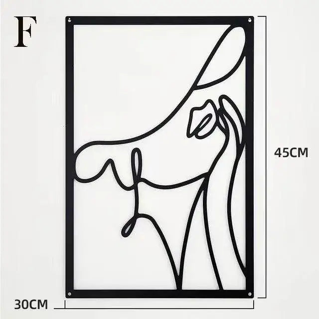modern-abstract-female-black-line-silhouette-metal-art-nordic-woman-iron-wall-hanging-decor-ornament-besontique-home-81777 - Besontique Home