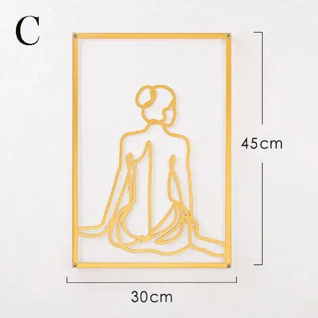 modern-abstract-female-gold-line-silhouette-metal-art-nordic-woman-iron-wall-hanging-decor-ornament-besontique-home-52054 - Besontique Home